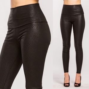 Snakeskin Faux Leather Leggings